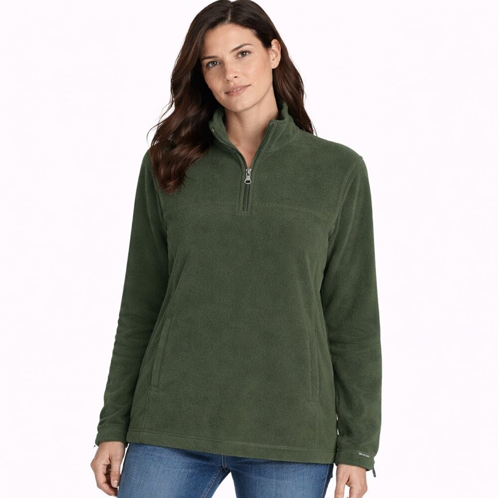 Croft & Barrow Women's Olive Green Fleece Quarter Zip Pullover S Outdoor Layer